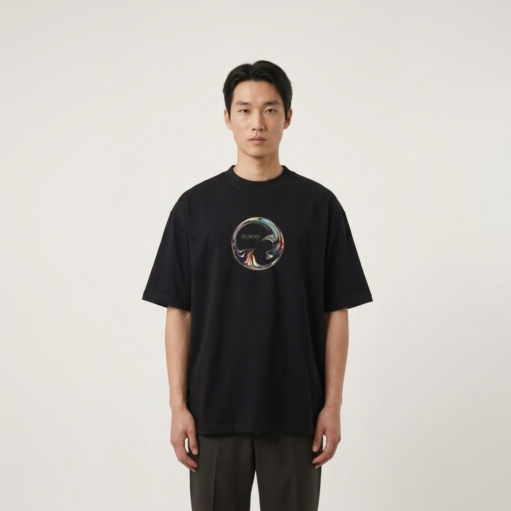 Organic oversized high neck t-shirt